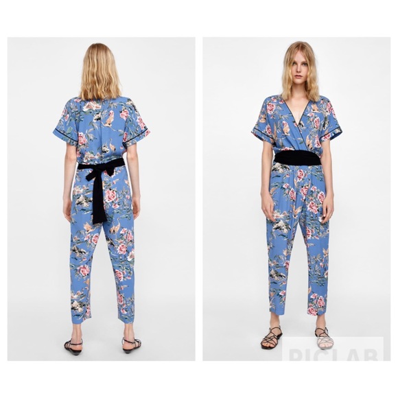 zara printed jumpsuit